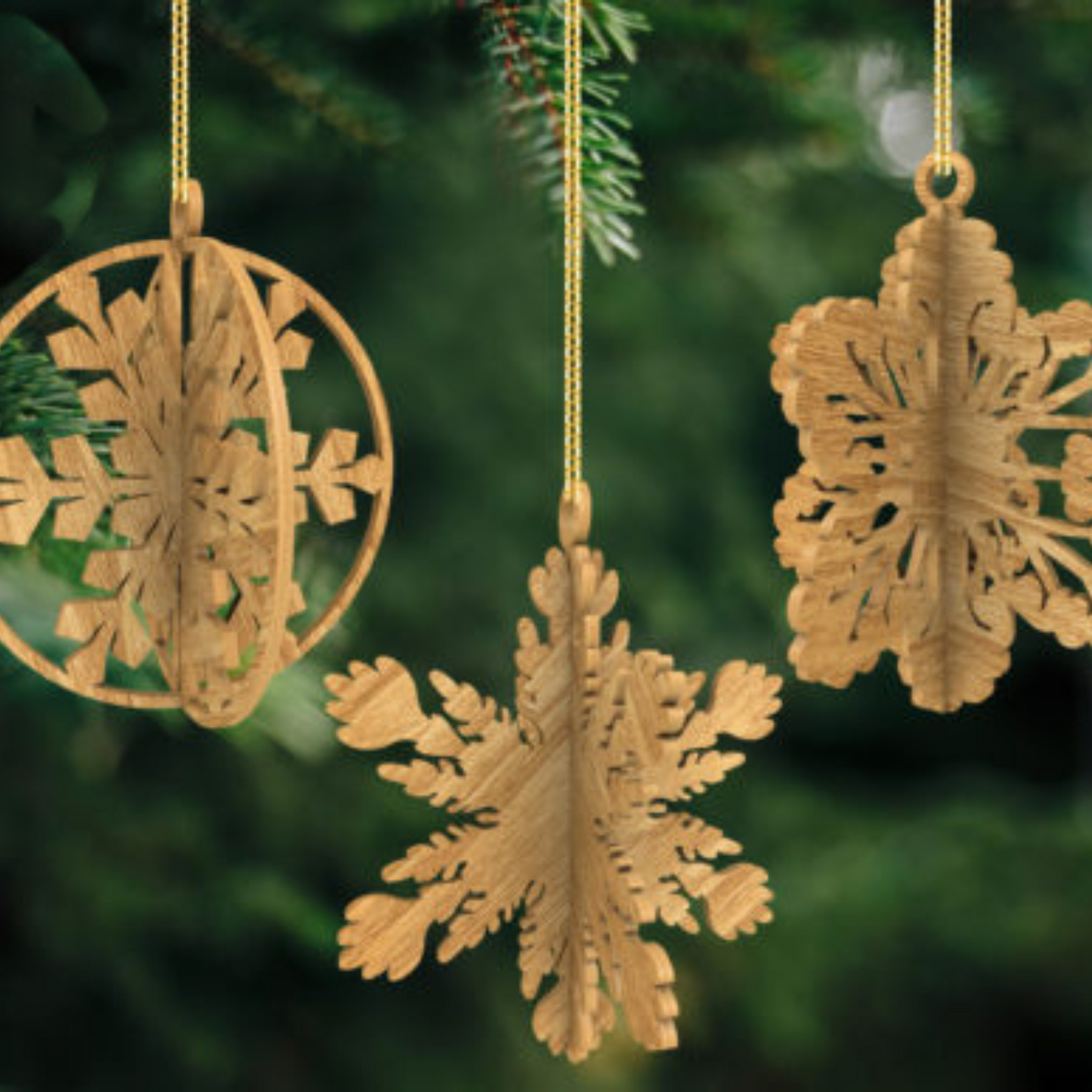 3D Wooden Snowflakes